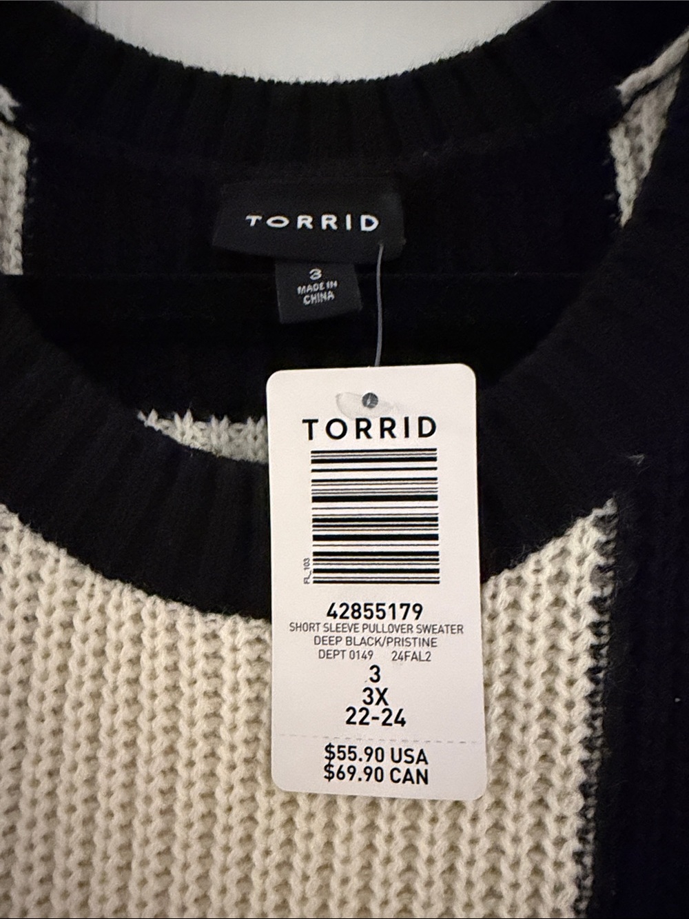 torrid Black and Cream Checker Knit Top - Picture 3 of 3